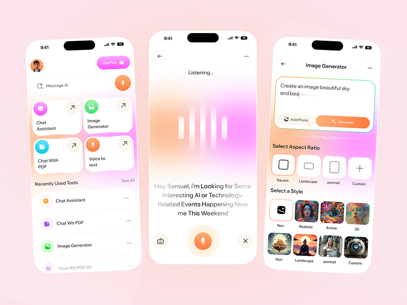 Lexica AI App – Chat, Voice & Image Generator UI Design