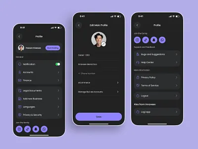Super App Setting Page UI account profile setting settings settings page ui user