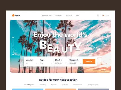 Travelling Services Landing Page Website adventure booking booking app destination homepage landing page outdoor tourism travel travel agency travel app travel booking travel landing page travelling trip ui ux vacation web design website design