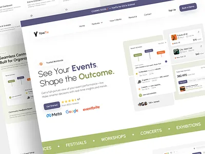 YowTix - SaaS Landing Page admin admin dashboard admin event admin landing page backend app create event dashboard landing page designyow event event app event landing page event management event management dashboard events landing page management landing page saas admin saas dashboard saas landing page ticket landing page