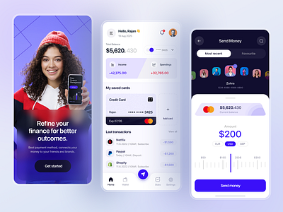 Finance Management Mobile App Design app application banking finance fintech app income invoice minimal app design mobile money management money transfer savings transaction ui user interface ux