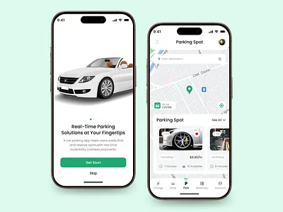 Parking Space Finder Concept animation app app design automotive car car spot interaction map mobile app mobile design mobile ui mvp navigation parking parking app parking lot tariff ui ux vehicle