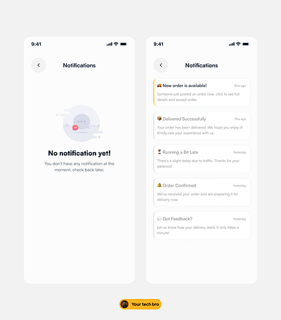 Notifications mobile ui clean delivery lagos light mode mobile app notification ui design ux design