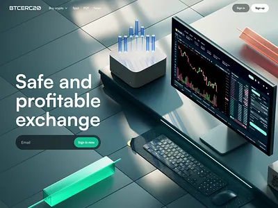 Crypto exchange landing page 3d animation 3d 3d animation 3d art ai agents e commerce ecommerce exchange finance fintech hero hero section homepage icons landing landing page landingpage web web design webdesign website