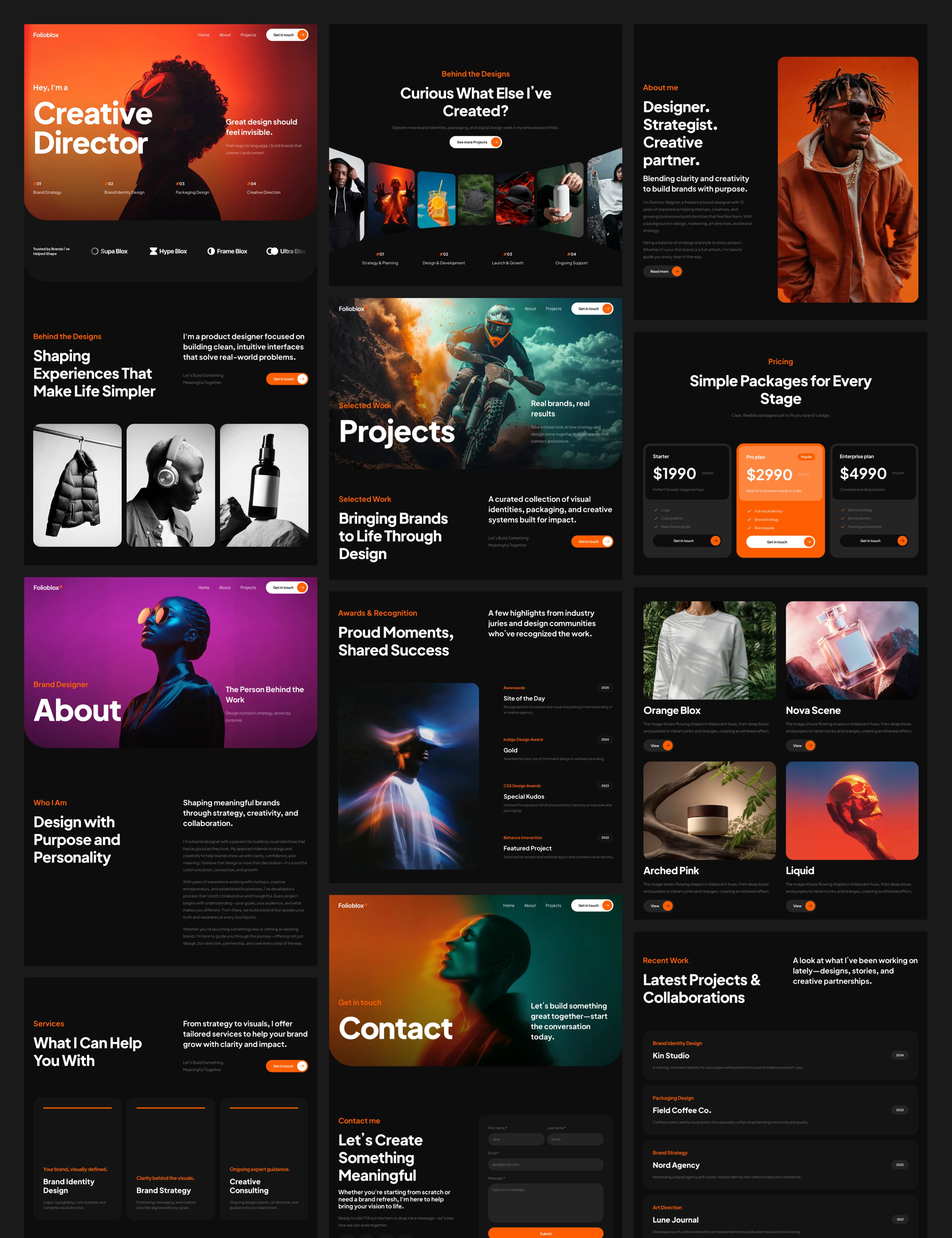 Dark Portfolio Website Template for Framer (Free website templa) dark framer framer template framer website header hero home landing personal portfolio template theme ui webdesign website website design website template