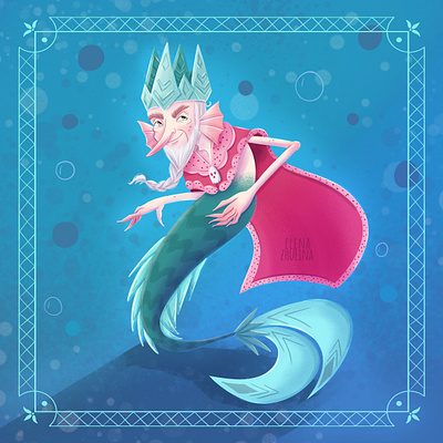 Koschei the Immortal (Merman) 2d art art commission book cover illustration brand character branding cartoon character character design character development characters children illustration childrens book colorful digital art digital drawing fairy tale illustration mascot packing design stylized