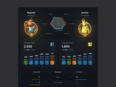Compare statistics app chart compare design fortnite gaming graph statistics stats ui