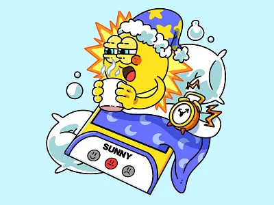 Sunny Cartoon Mascot animation bed time branding cartoon cartoon character cartoon mascot creature design graphic design illustration kawaii logo logo mascot sunny ui wake up