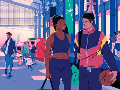 JO x Eurostar character design fagostudio illustration jo people sports station texture train