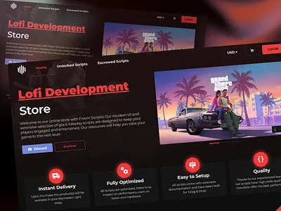 FiveM script Tebex store design buycraft coding design development figma fivem fivem template game gaming design scripts shop store tebex