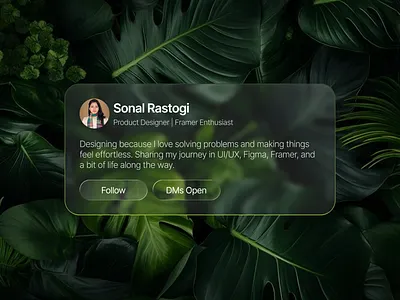 Profile card in glassmorphism design apple figma figma design figma effect fractal glass frosted glass glass glass effect glassmorphism glassy glossy ios ios design liquid glass profile profile card profile card design ui uiux web design