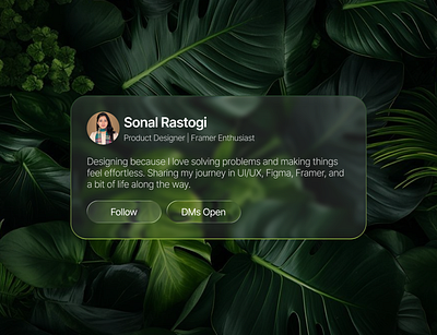 Profile card in glassmorphism design apple figma figma design figma effect fractal glass frosted glass glass glass effect glassmorphism glassy glossy ios ios design liquid glass profile profile card profile card design ui uiux web design
