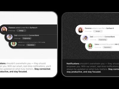 Notification Card UI Design - Light & Dark bento card bento layout design bento section bento web card card ui card ui design design feature card feature section figma landing page light and dark notification ui ui design uiux web design website