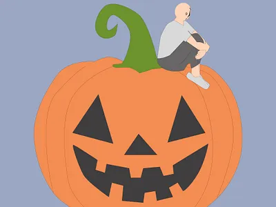 Pumpkin man Halloween or Thanksgiving line art icon for apps and yellow