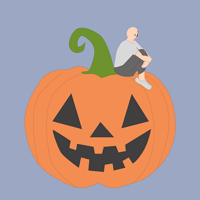 Pumpkin man Halloween or Thanksgiving line art icon for apps and yellow