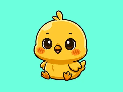 Cute Chick Character🐥🐤🐣 animals baby branding character chick chicken cute doodle farm flat happy icon illustration logo pet poultry yellow
