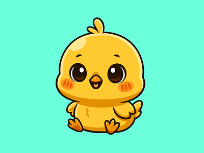 Cute Chick Character🐥🐤🐣 animals baby branding character chick chicken cute doodle farm flat happy icon illustration logo pet poultry yellow