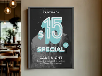 Sweet Friday Nights - Cake Special Promotion Design banner cak design friday friday night graphic design poster promo restaurant simple