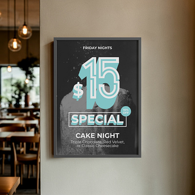Sweet Friday Nights - Cake Special Promotion Design banner cak design friday friday night graphic design poster promo restaurant simple