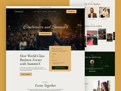 SummitX – Business Events & Conference Landing Page b2b website design booking form design business conference business networking call to action ui clean layout conference website conversion focused ui corporate website elegant typography event gallery event landing page event management ui leadership summit modern web ui professional design responsive design seminar booking speaker showcase user friendly interface