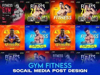 Fitness Gym Social Media Post Design ads banner design fitness graphic design graphicsobai gym health social media web banner
