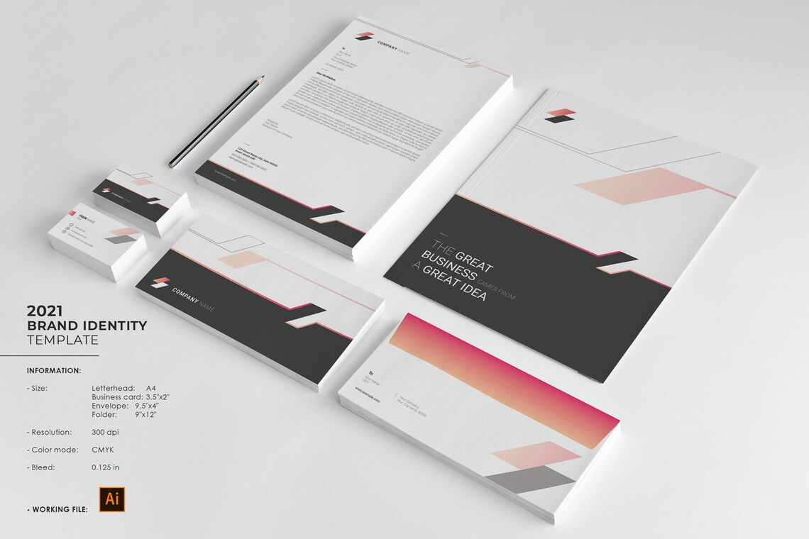 Clean & Minimal Corporate Identity brand identinty branding stationery business card clean corporate identity corporate stationery design illustrator letterhead minmal