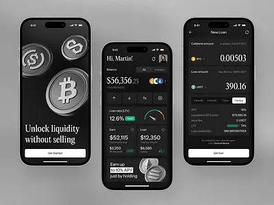 Crypto Loan Mobile App UI Design app design app interfaces application ui best app design cryptocurrency finance app fintech mobile mobile app design mobile app ui mobile ui mobile ux modern app ui ui design ui ux design