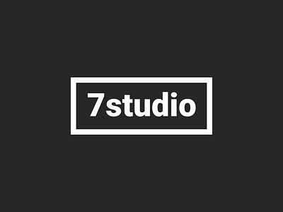 7studio Logo ( on neutral background ) 7 box contact me design dm dog freelance graphic design job lockup logo rectangle roboto seven simple sprocket square studio symbol work