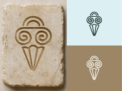 Gelato antique authentic branding column cone cream double meaning food gelato healthy ice icecream italian italy logo rome roxana niculescu simple stone taste