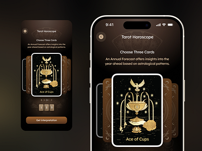 Tarot Horoscope Mobile Experience app app design astro app dark mode design figma horoscope horoscope app interface ios mobile app mobile app design mobile ui mystic design product design spiritual design tarot app ui design ui ux visual design