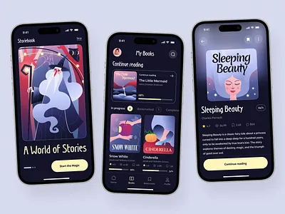 Storytelling App for Children app design app interface app interfaces application design illustration mobile mobile app design mobile app ui mobile ui mobile ux modern app ui ui design ui ux ui ux design