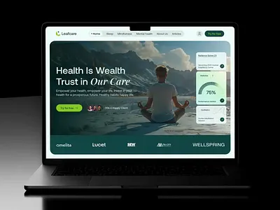 Leafcare Mental Health Website Animation Design fitness leafcare website design meditations website design mental health app mental health website design mindful website design selfcare website design sleep anxiety website wellness website design