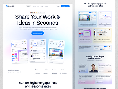Scenekit – Screen Recorder Landing Page UI audio record extension landing page landing page ui loom loom alternative saas saas tool saas website screen record screen recorder tool uiux web web design website website ui