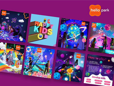 Hello Park Dubai - Social Media colors graphic design kids playful social media