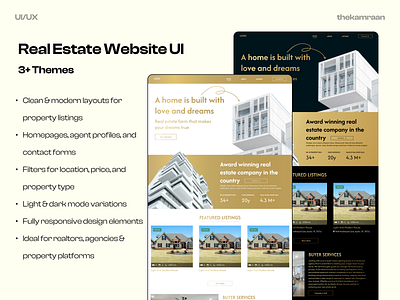 Real Estate Website UI – Modern & Responsive Design e commerce website property selling website property selling website ui real estate real estate landing page real estate ui design real estate user interface real estate website real estate website ui thekamraan ui