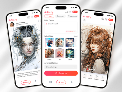 AI Image Generator ai app ai art ai assistant ai chat bot ai design ai image ai image generator app design art generator artificial intelligence figma generate image image creation image generator midjourney mobile app text to image ui ui design uiux