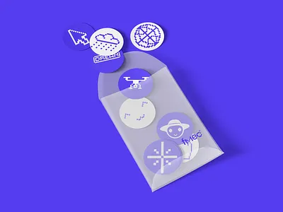 FMEC: Pixel Art Sticker Pack – Branding, Merch Design agri tech agritech brand brand and identity brand design brand designer brand identity branding branding and identity farm branding farming identity design logo logotype mascot merch design modern pixel purple visual identity