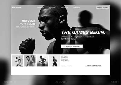 Hero section for a sports competition bw website design editorial hero section editorial website design editorial website layout hero section design landing page design sports competition website sports theme website ui ui design website design