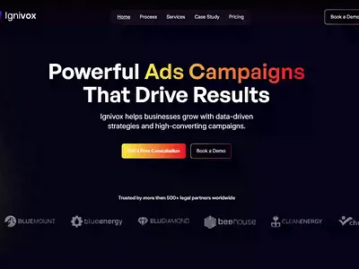 Ignivox - marketing consultants and ad strategists website ads figma framer landing page web design webflow