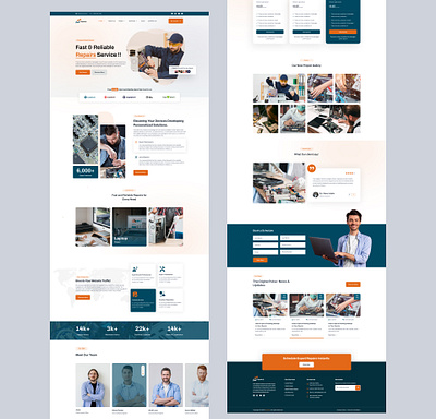 Repairing Service - Landing Page clean design computer design thinking interaction landing page laptop product design repairing services ui ux web design