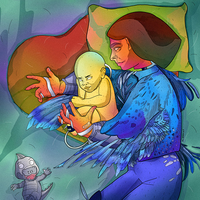 Her Arms, My World bengaliart culturalart dailylifeart dribbbleartwork emotionalart folkillustration heartwarmingart herarmsmyworld humanconnection illustrationoflove motherandchild motherfigure motherhoodillustration motherslove southasianart storytellingart tendermoments traditionalstyle villagelife warmcolors