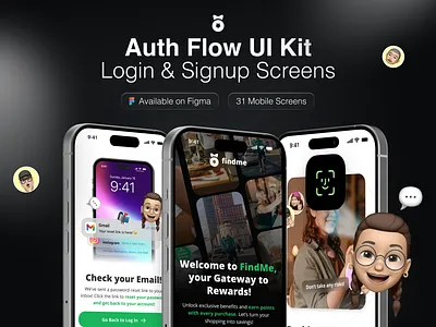 Auth Flow UI Kit app design app ui authentication auto layout dark mode face id figma free login screen minimal mobile mobile app onboarding password recovery sign up template ui ui design ui kit ux