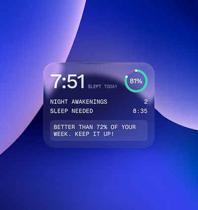 Sleep tracker widget app clean design glass effect interface minimal ui ux widget