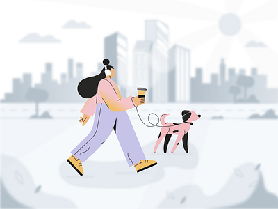 Walk 2d art adobe illustrator charachter city explainer flat frame girl illustration styleframe vector