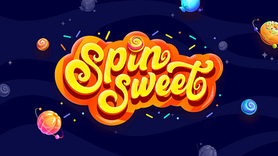 Logo Design for Spinsweet Online Casino blue brand identity branding candy casino colour gaming illustration logo orange sweet yellow