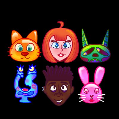 Fun Faces 2000s inspired cartoon character design characters design graphic design mascot