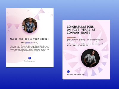 Celebrating People – Internal Email Designs for Teams anniversaryemail birthdayemail emaildesign employeeexperience internalcomms uiux