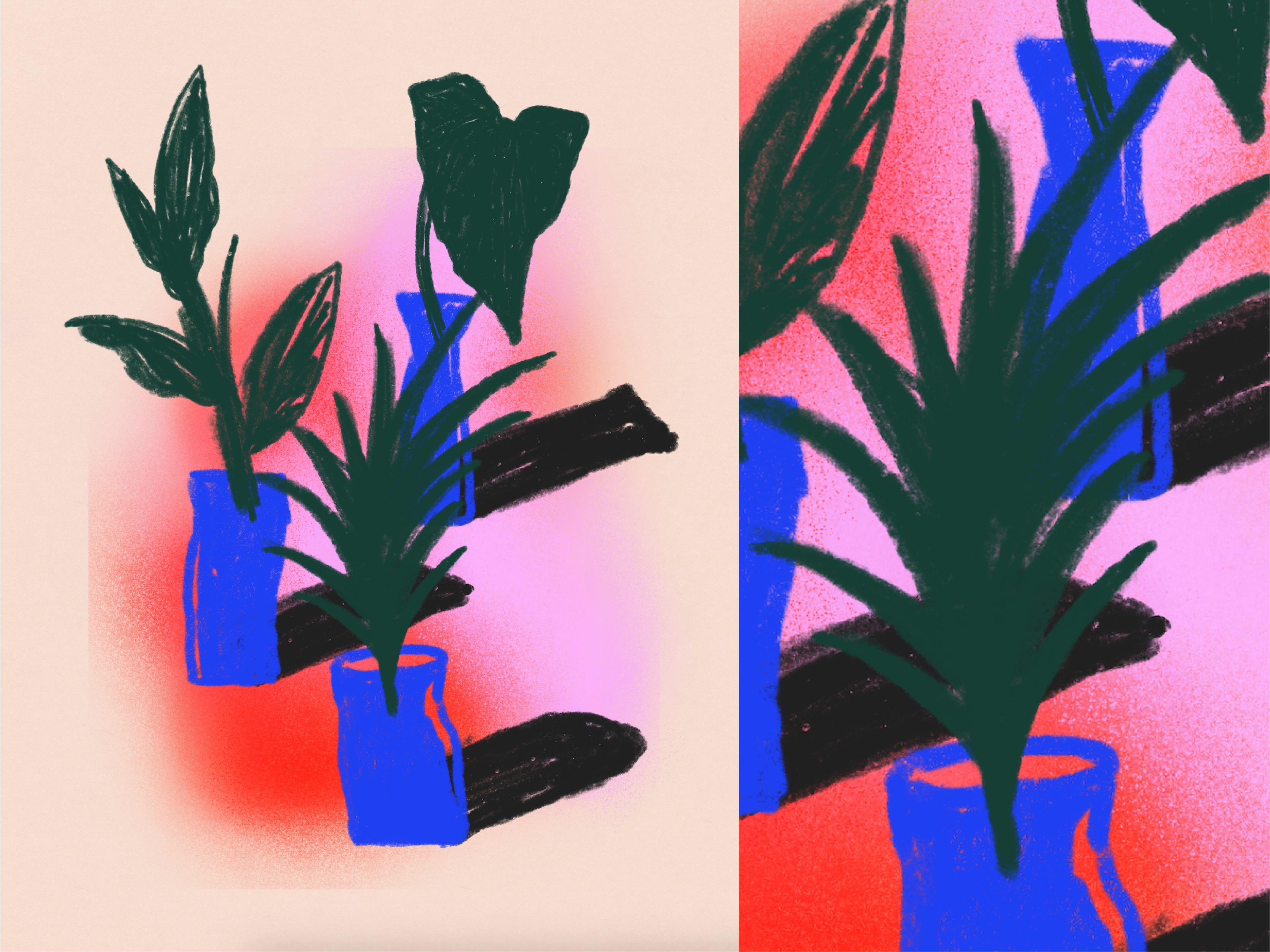 Digital Illustration - Plants and Shadows abstract illustration bold color digital illustration graphic design illustration procreate retro vibes