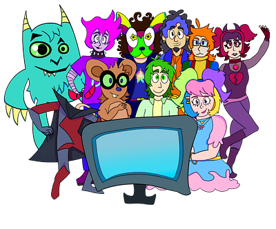 Original Character Group Shot 2000s inspired cartoon character design characters design graphic design
