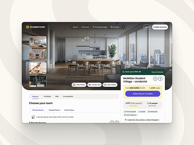 Student.com Property Page animation desktop details interactive mobile product purple student ui uxui website yellow